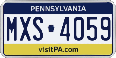 PA license plate MXS4059