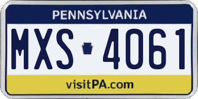 PA license plate MXS4061