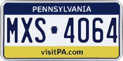 PA license plate MXS4064