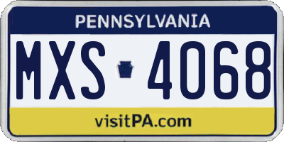 PA license plate MXS4068