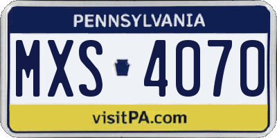 PA license plate MXS4070