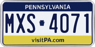 PA license plate MXS4071