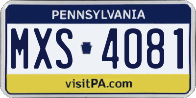 PA license plate MXS4081