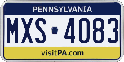 PA license plate MXS4083