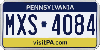 PA license plate MXS4084