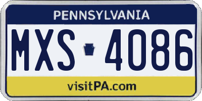 PA license plate MXS4086