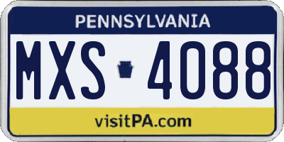 PA license plate MXS4088
