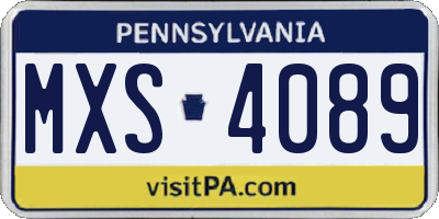 PA license plate MXS4089