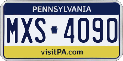 PA license plate MXS4090