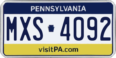 PA license plate MXS4092