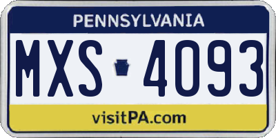 PA license plate MXS4093