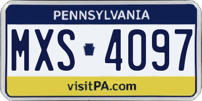 PA license plate MXS4097