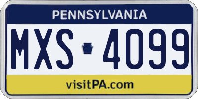 PA license plate MXS4099