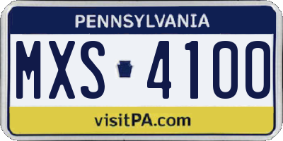 PA license plate MXS4100