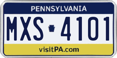 PA license plate MXS4101