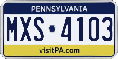 PA license plate MXS4103