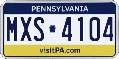 PA license plate MXS4104