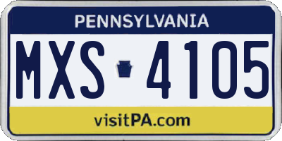 PA license plate MXS4105