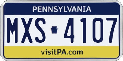 PA license plate MXS4107