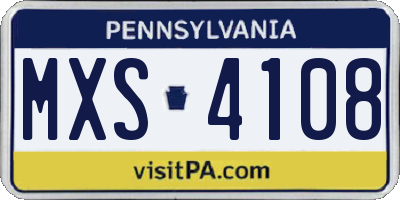 PA license plate MXS4108