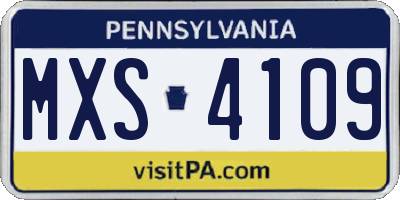 PA license plate MXS4109