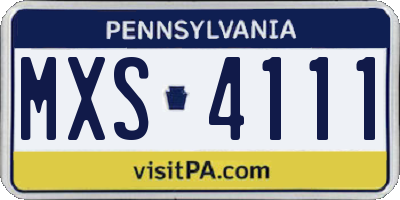 PA license plate MXS4111