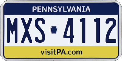 PA license plate MXS4112