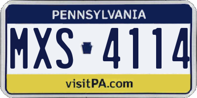 PA license plate MXS4114