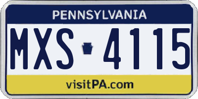 PA license plate MXS4115