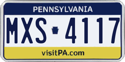 PA license plate MXS4117