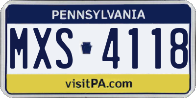 PA license plate MXS4118