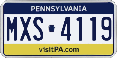PA license plate MXS4119