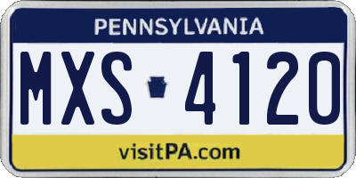 PA license plate MXS4120
