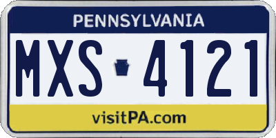PA license plate MXS4121
