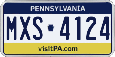 PA license plate MXS4124