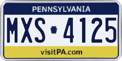 PA license plate MXS4125