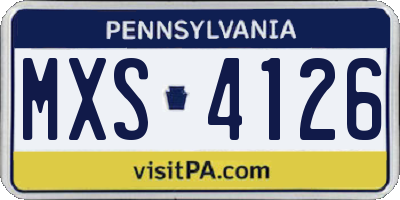 PA license plate MXS4126