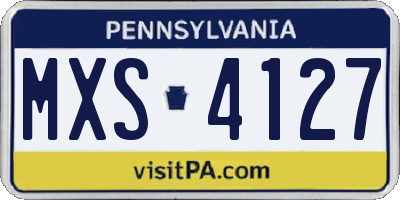 PA license plate MXS4127