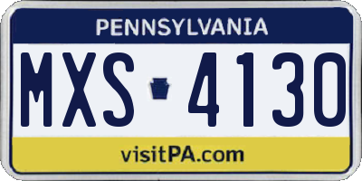 PA license plate MXS4130