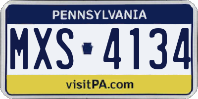 PA license plate MXS4134