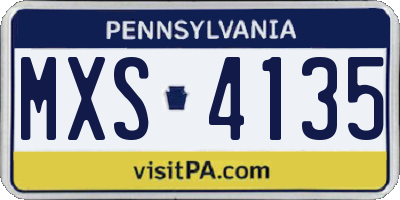 PA license plate MXS4135