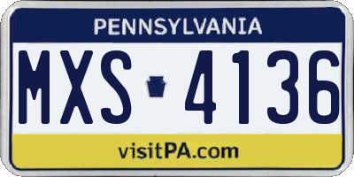 PA license plate MXS4136