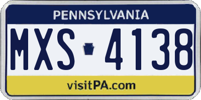 PA license plate MXS4138