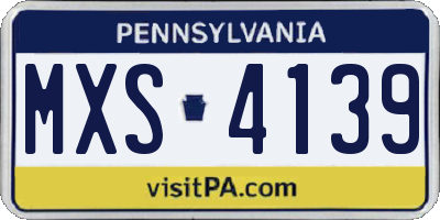 PA license plate MXS4139
