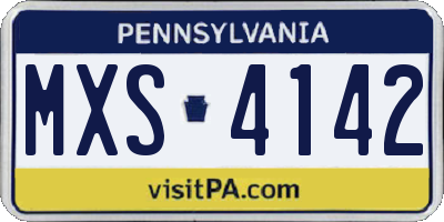 PA license plate MXS4142