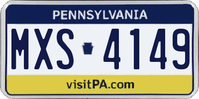PA license plate MXS4149