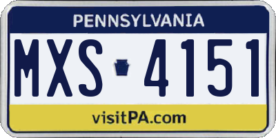 PA license plate MXS4151