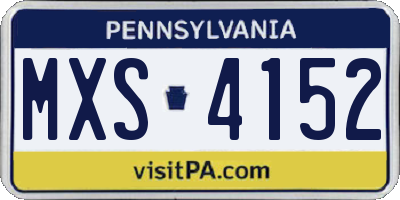 PA license plate MXS4152