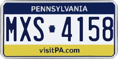 PA license plate MXS4158