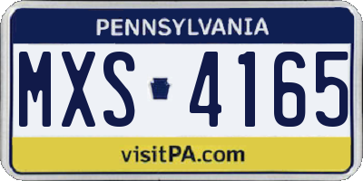 PA license plate MXS4165